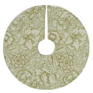 William Morris Poppy Classic Floral Green Polyester Weihnachtsbaumdecke