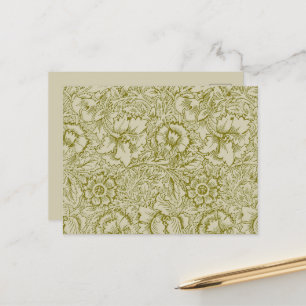 William Morris Poppy Classic Floral Green Postkarte
