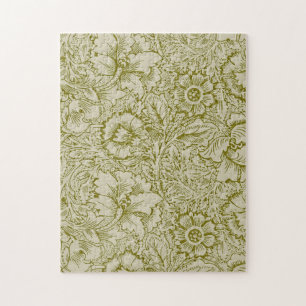 William Morris Poppy Classic Floral Green Puzzle