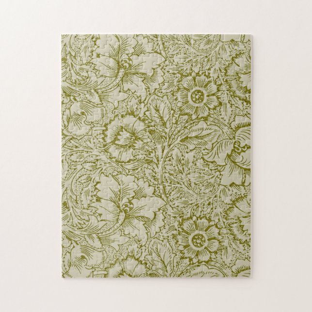 William Morris Poppy Classic Floral Green Puzzle (Vertikal)