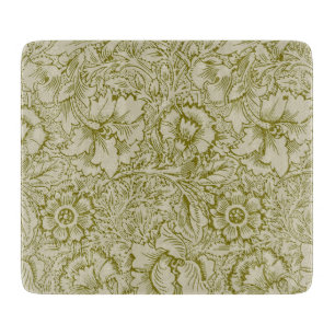 William Morris Poppy Classic Floral Green Schneidebrett