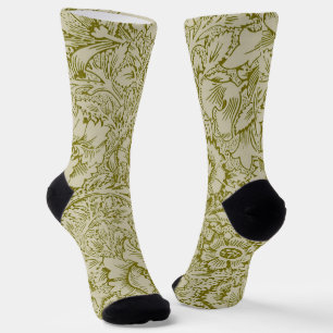 William Morris Poppy Classic Floral Green Socken