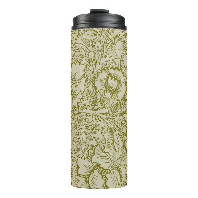 William Morris Poppy Classic Floral Green Thermosbecher (Vorderseite)