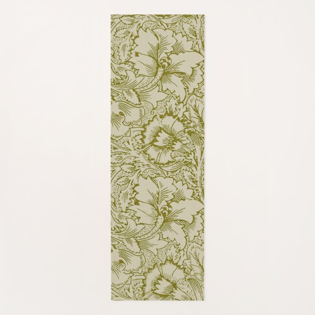 William Morris Poppy Classic Floral Green Yogamatte (Vorderseite)