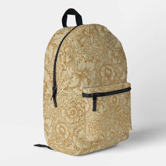 William Morris Poppy Floral Wallpaper Bedruckter Rucksack (Rückseitige Ecke links)