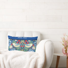 William Morris' Print: Strawberry Thief, Blau Lendenkissen