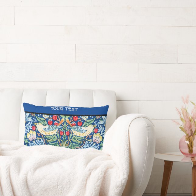 William Morris' Print: Strawberry Thief, Blau Lendenkissen (Liege)