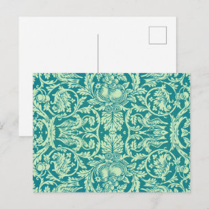 William Morris Queen Anne Blaugrüne Vogel Blumen K Postkarte