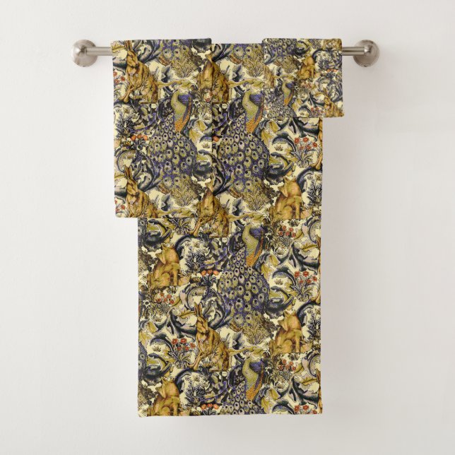 William * Morris Rabbit Wolf Pfauenhandtuch Badhandtuch Set (Insitu)