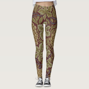 William Morris Rebe Weinranke Rot Grün Kunst Leggings