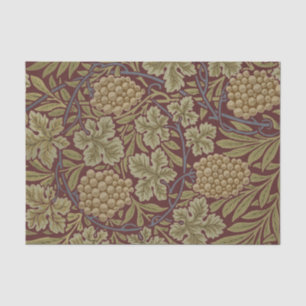 William Morris Rebe Weinranke Rot Grün Kunst Seidenpapier