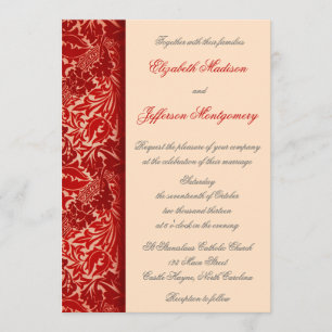 William Morris Red Blätter Wedding Invitation Einladung