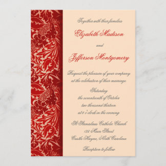 William Morris Red Blätter Wedding Invitation Einladung