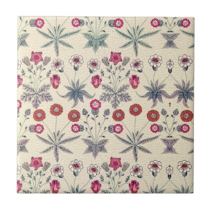 William * Morris Red Blue Blume Daisy Vintag   Fliese