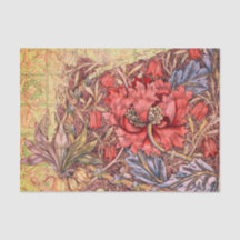 William Morris RED BLUME Tissue Paper