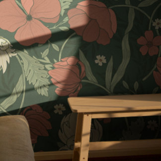 William Morris Red Floral Pattern Tapete