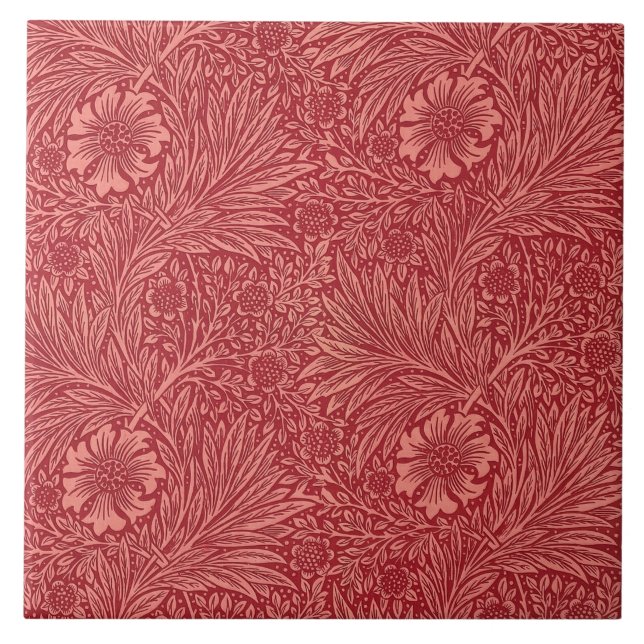 William Morris Red Marigold Pattern Fliese (Vorderseite)