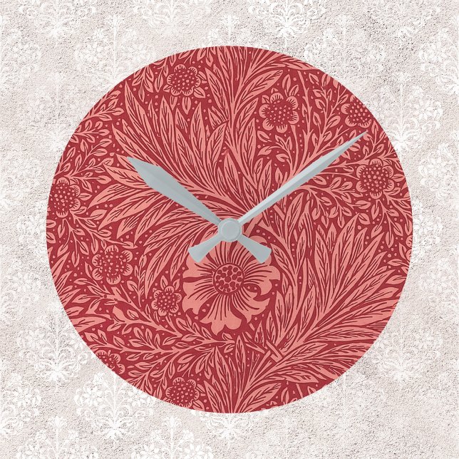 William Morris Red Marigold Pattern Runde Wanduhr (Von Creator hochgeladen)