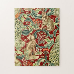 William Morris Red Pattern Forest Puzzle