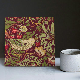 William Morris Red Strawberry Thief Keramik Tile Fliese
