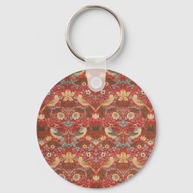 William Morris Red Strawberry Thief Schlüsselanhänger (Vorderseite)