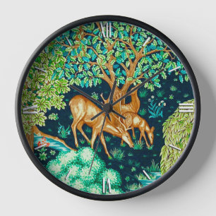 William Morris Reh an einem Bach Blau und Grün Uhr
