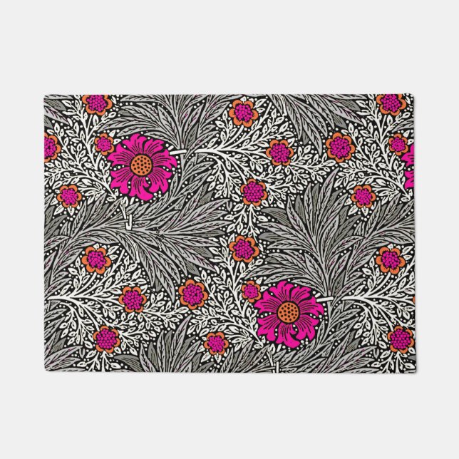 William Morris-Ringelblume, Graues/Grau und Weiß Fußmatte (Vorderseite)