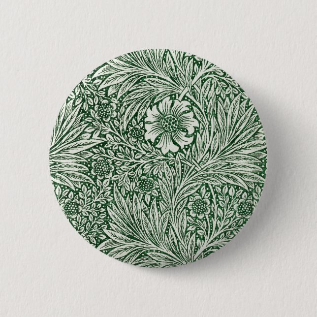 William Morris Ringelblume grün floral Blume Button (Vorderseite)