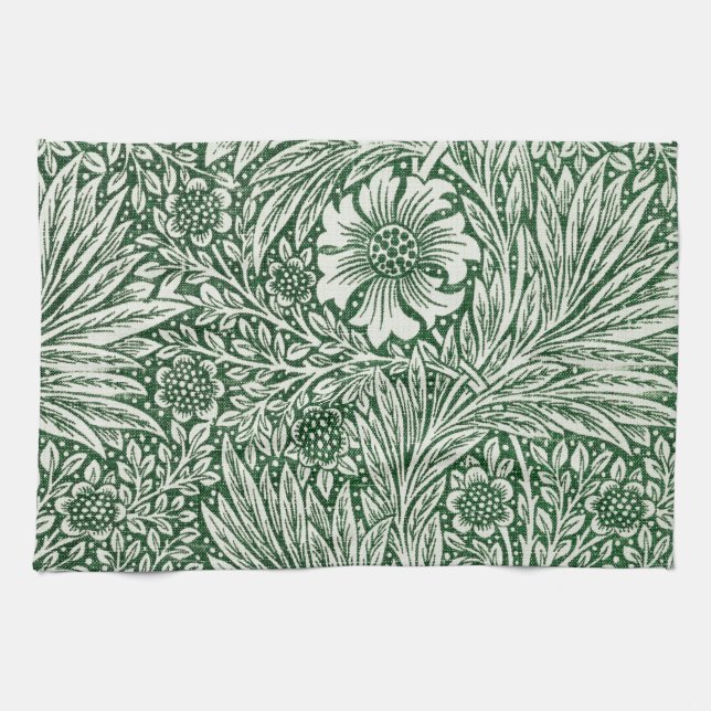 William Morris Ringelblume grün floral Blume Geschirrtuch (Horizontal)