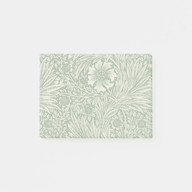William Morris Ringelblume grün floral Blume Post-it Klebezettel (Vorderseite)
