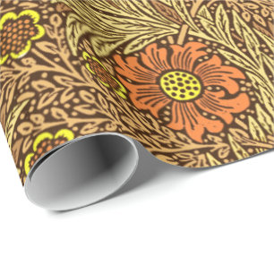 William Morris Ringelblume, Kupferbraun und Orange Geschenkpapier