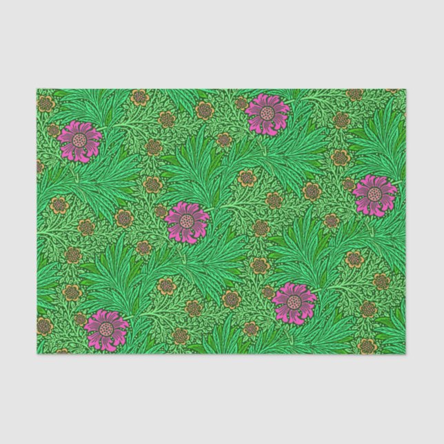 William Morris-Ringelblume, Smaragdgrün u. Fuchsie Seidenpapier (Vorderseite)