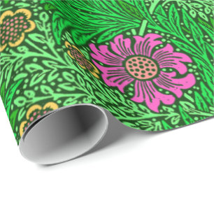 William Morris Ringelblume, Smaragdgrün und Fuchsi Geschenkpapier