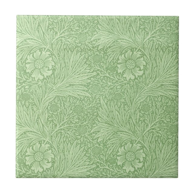 William Morris-Ringelblumen-(grünes) Muster Fliese (Vorderseite)