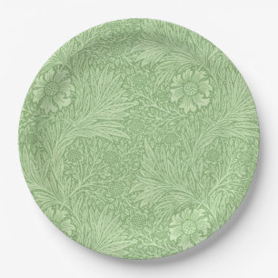 William Morris-Ringelblumen-(grünes) Muster Pappteller