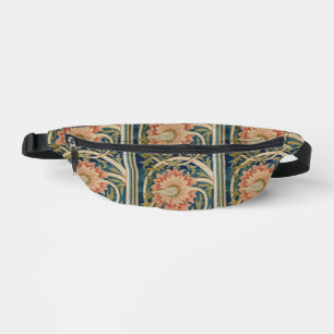 William Morris rosa florale Seidenstickerei Antik Bauchtasche
