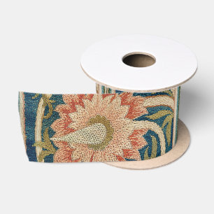 William Morris Rosa Florale Seidenstickerei Antik Satinband