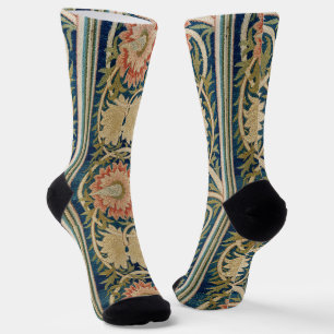 William Morris Rosa Florale Seidenstickerei Antik Socken