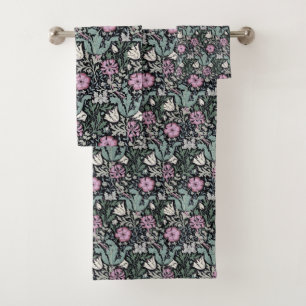 William Morris Rosa Mohn Botanical Victorian  Badhandtuch Set