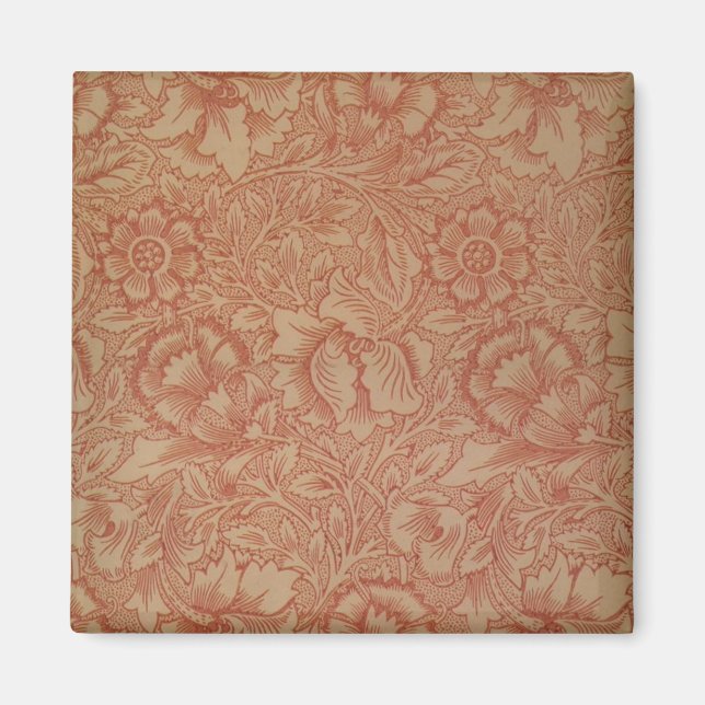 William Morris Rosa Mohnblume Blumen Magnet (Vorne)