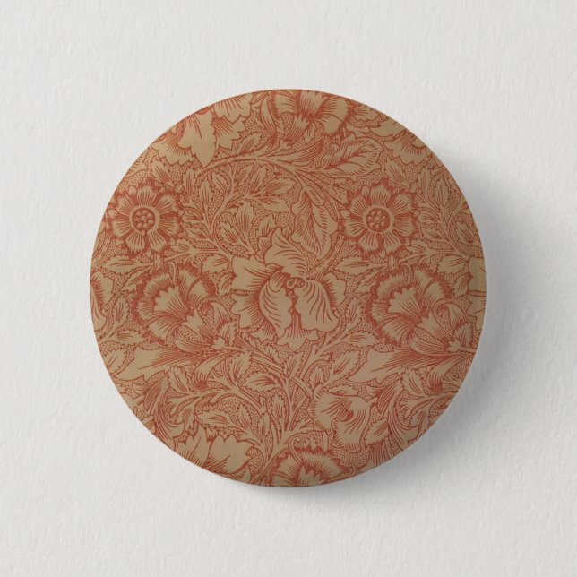William Morris Rosa Mohnblumen-Blumenmuster Button (Vorderseite)