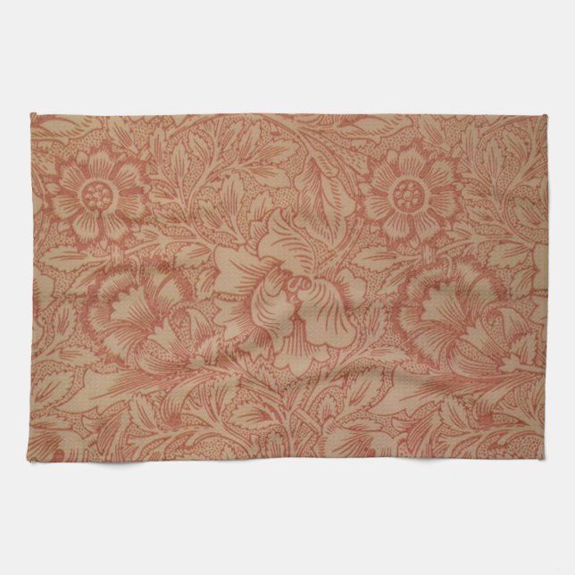 William Morris Rosa Mohnblumen-Blumenmuster Geschirrtuch (Horizontal)