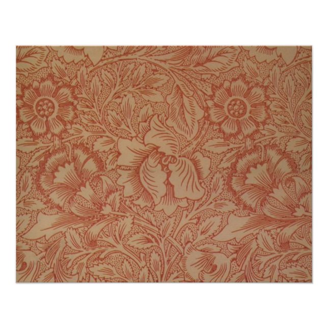 William Morris Rosa Mohnblumen-Blumenmuster Poster (Vorderseite)