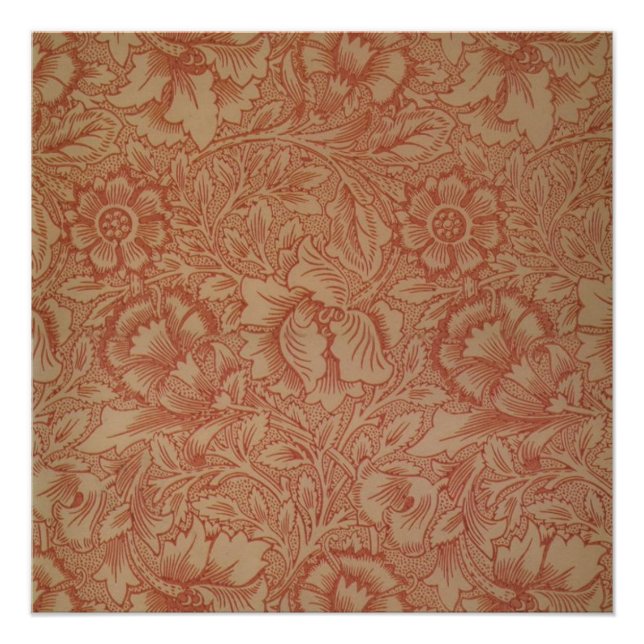 William Morris Rosa Mohnblumen-Blumenmuster Poster (Vorderseite)