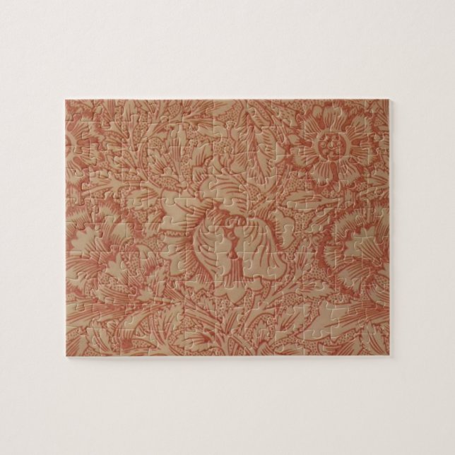William Morris Rosa Mohnblumen-Blumenmuster Puzzle (Horizontal)