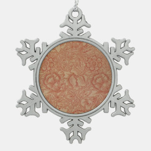 William Morris Rosa Mohnblumen-Blumenmuster Schneeflocken Zinn-Ornament
