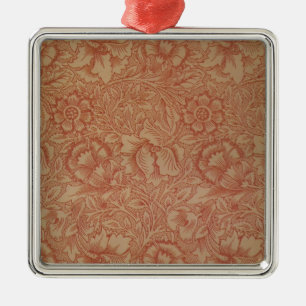 William Morris Rosa Mohnblumen-Blumenmuster Silbernes Ornament
