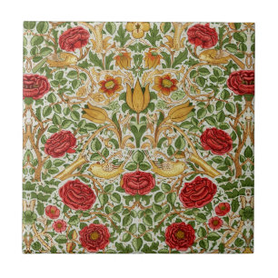 William Morris Rose & Birds Chintz Rot Fliese