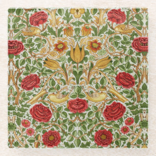 William Morris Rose & Birds Chintz Rot Glasuntersetzer