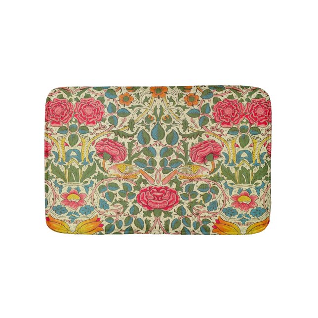 William Morris Rose Floral Chintz Pink Badematte (Vorderseite)